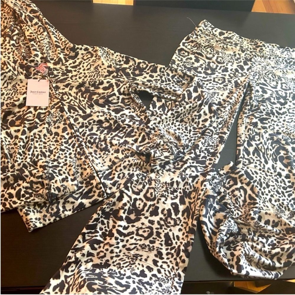 NWT JUICY COUTURE animal print small bling Velour Tracksuit Set -Ocelot - Picture 4 of 14